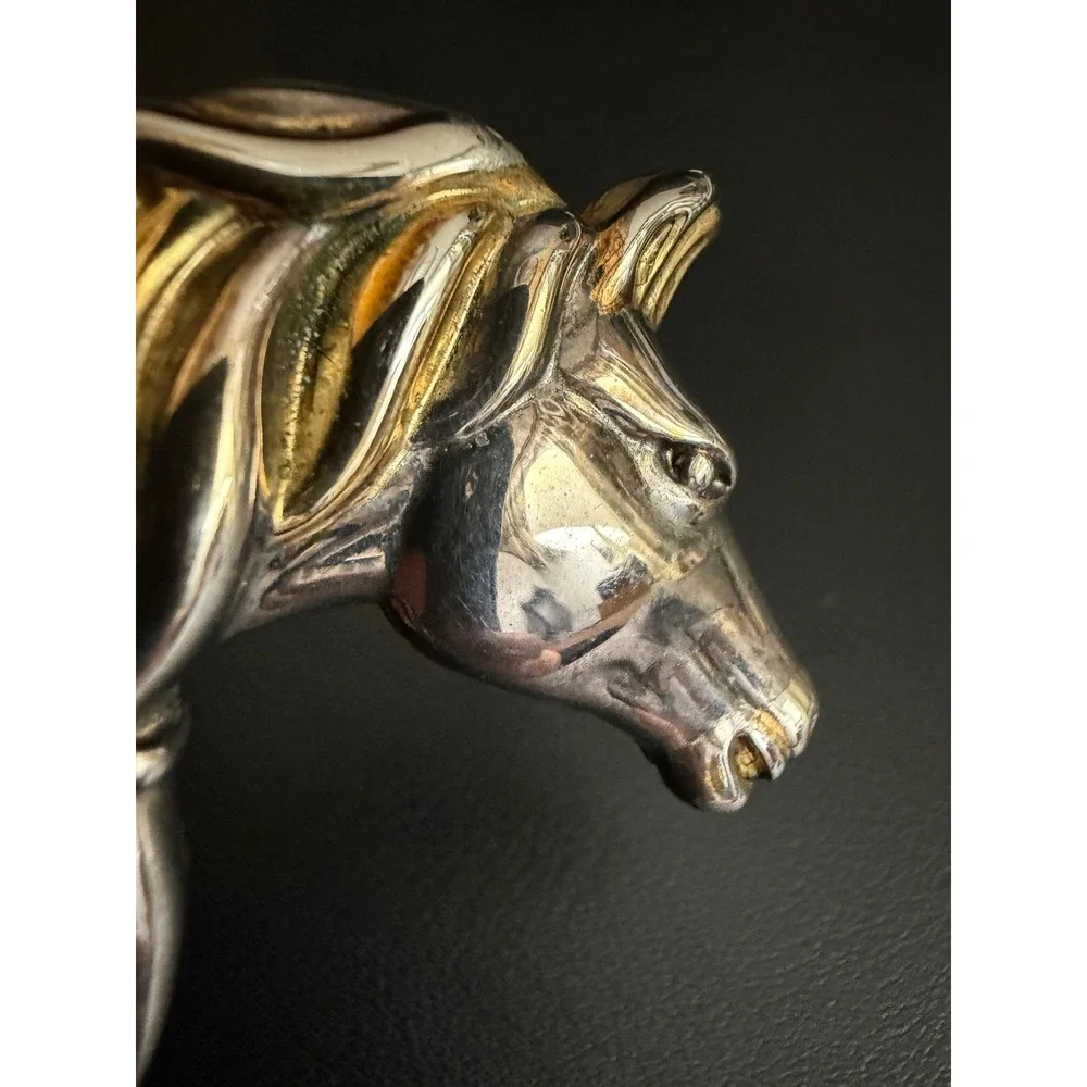Vintage Horse Head Brooch Pendant Silver Tone Equestrian Western